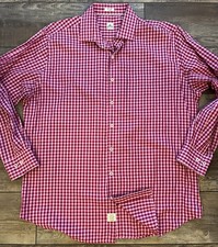 Peter Millar Men's Button Front Dress Shirt XL Pink Red Check Long Sleeved EUC
