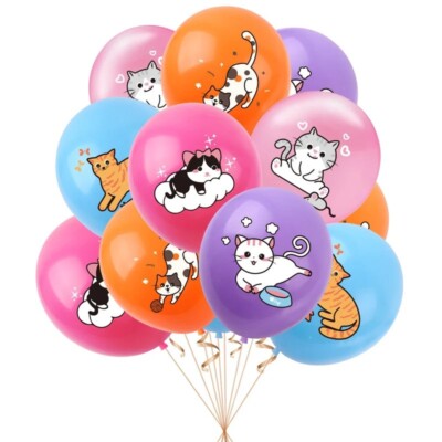 Set Of 10 Cat 11'' Latex Balloon Bouquet Birthday Party Decorations Kitten