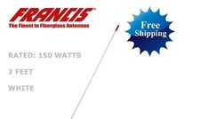 Francis CB-22 WH - 3 Foot White Fiberglass CB Radio Antenna 100 Watts - CB22W