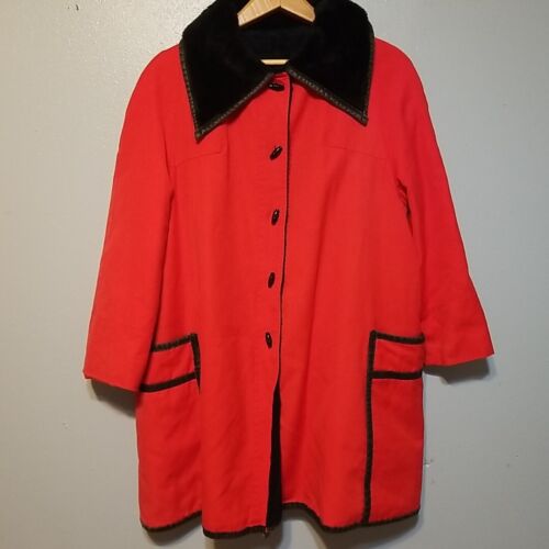 Sears Vintage Coat Red With Deep Hip Pockets Size 18 - Foto 1 di 12