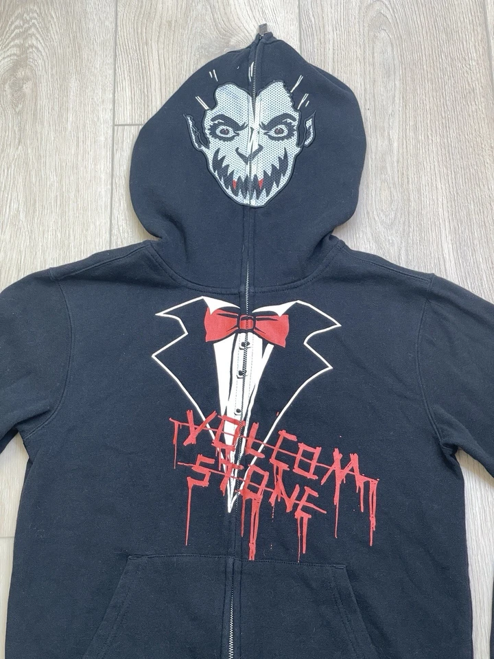 VOLCOM YOUTH XL FEAR SLIM MASK SWEATSHIRT, FULL ZIP Dracula HOODIE, BLACK, 18/20 - Image 4 of 4