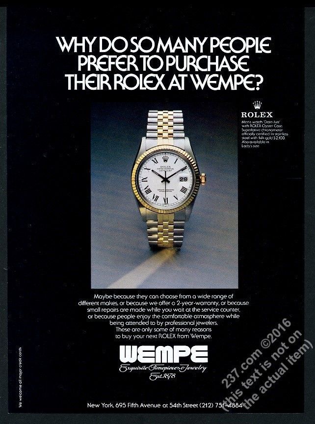 Printable Sign Photo 1981 Rolex Datejust watch color photo vintage print ad | eBay