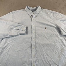 Polo Ralph Lauren Oxford Shirt Men 4XB Big Blue Striped OCBD Flesh Pony Preppy