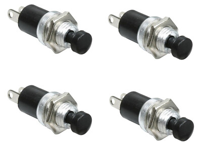 Steren SPST Momentary NC Round Mini Push Button Black - 4 Pack