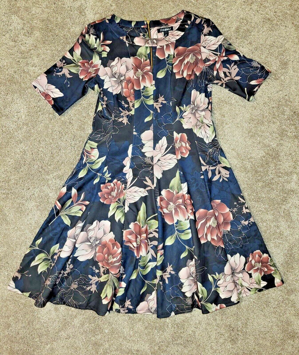 Robe Bleue Et Beige Roz & Ali Taille 10 - Occasion En Très Bon état