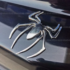 Silver 3D Spider Chrome Decal Badge Sticker Logo Emblem Car Accessories