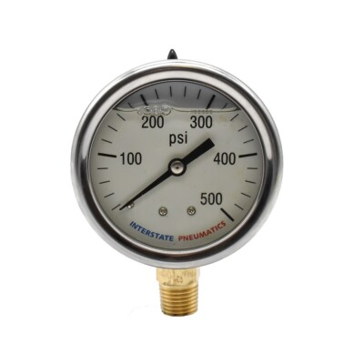#ad Oil Filled Pressure Gauge 500 PSI 2 1 2quot; Dial 1 4quot; NPT Bottom Mount G7022 500 $20.03