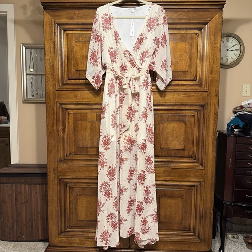 Baltic Born Maxi Dress Women's XL Floral Chiffon Lined Elastic Boho NWT GIFT