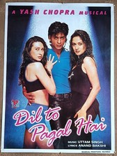 Affiche 1 feuille Dil To Pagal Hai 1997 - Inde Bollywood Shah Rukh 27"x41"