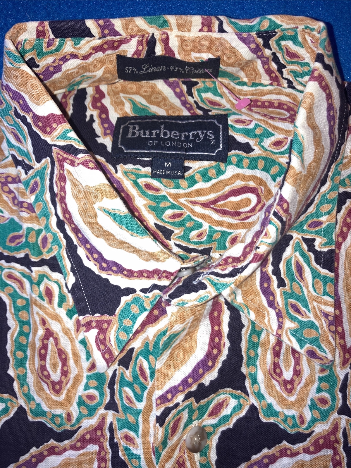 Mens RARE Floral LONDON by BURBERRY short sleeve shirt size Medium M image 2