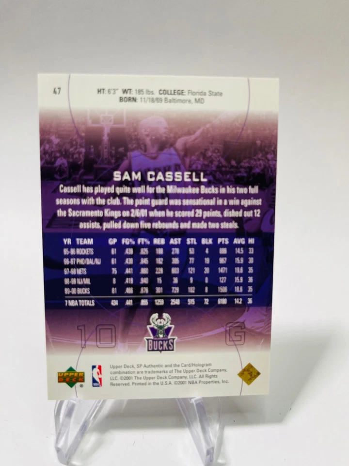 SAM CASSELL 2000-01 Upper Deck SP Authentic #47 BUCKS - Image 2 of 2