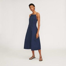 Everlane Women’s The Cotton Bell Dress Navy Blue Midi Size 2 NWT