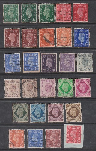 Great Britain 1937-51 Used King George VI Portrait Definitive Crown Thistle Rose