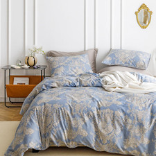Damask Paisley Duvet Cover Queen 100 Cotton Blue Vintage Floral Duvet Cover 3 P