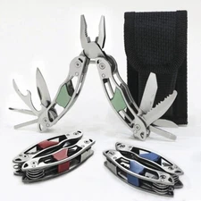 Compact 13 In 1 Micro Multi-tool Stainless Steel Extremely Useful w/Pouch-Blue
