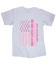 Breast Cancer Awareness White T-shirt No one Stands alone