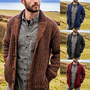 Winter Men Casual Warm Knitted Sweater Coat Long Sleeve Outwear Jacket Cardigan
