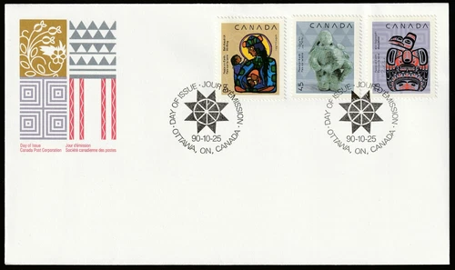 Canada #1294-1296, Christmas, Native Nativity Official First Day Cover, FDC 1990