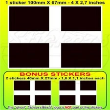 CORNWALL Cross St Piran Great Britain Flag, 100mm Vinyl Stickers x1+2 BONUS