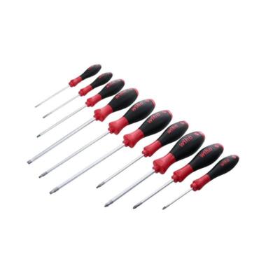 Wiha 30290 SoftFinish Grip ScrewDriver Set, Slotted 3.0-6.5, Phillips Number 0-2