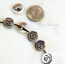 Om Buttons, Metal Shank Buttons, TierraCast, Silver Plate, 4 or More, 8612