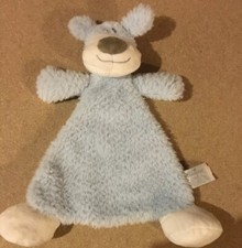 NAT AND JULES Blue FLOPPY Triangle Dog Bear Plush Lovey Baby Blanket Rattles