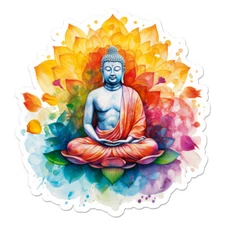 Lotus Buddha, Vinyl Decal Sticker, Indoor Outdoor, 3 Sizes, #11890