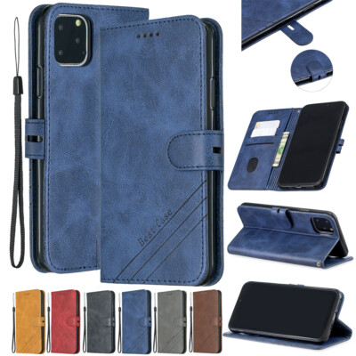For iPhone 13 Pro Max 12 11 Pro 7 8 XS XR Leather Card Wallet Phone Case Cover