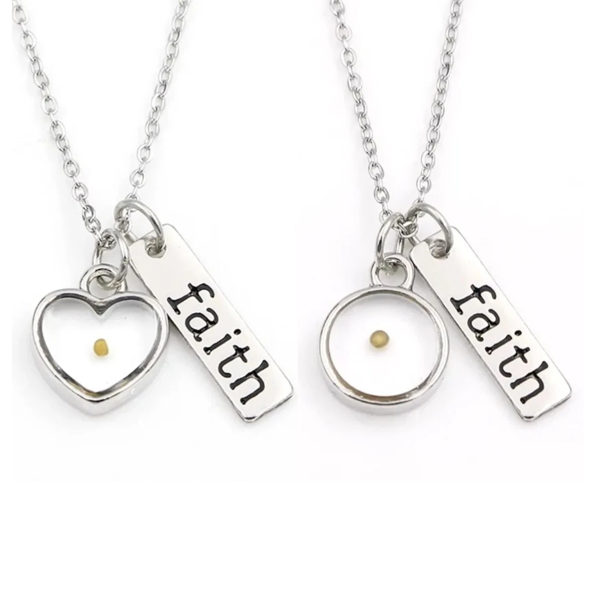 Mustard Seed Faith Necklace Stainless Steel Silver Pendant Christian Jewelry