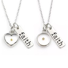 Mustard Seed Faith Necklace Stainless Steel Silver Pendant Christian Jewelry