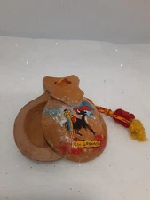 Vintage Hand Painted Wooden Castanets From Grenada W/ Bullfighter & Bull
