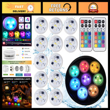 12 PCS Waterproof RGBWW Submersible LED Lights with Remote Control - Color Chang