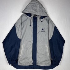 Vintage Dallas Cowboys Pro Player Jacket Men's L Gray Full Zip NFL Windbreaker