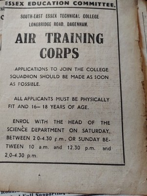 Sk297 Ephemera 1941 Anzeige Essex Air Training Corps