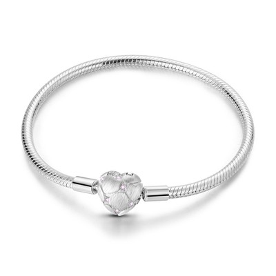 New 925 Sterling Silver Classic Colorful Heart-shaped Tree Snake Bone Chain Brac