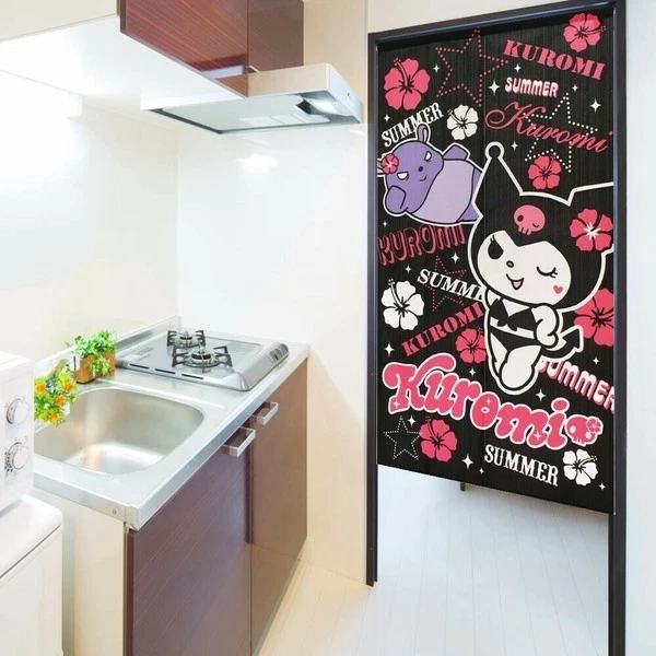 HECHO en JAPÓN Sanrio Kuromi Kawaii Puerta Cortina Tapiz Decoración Habitación Púrpura Foto 3 de 4