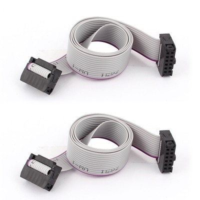 2pcs IDC 12Pin Hard Drive Data Extension Wire Flat Ribbon Cable Connector 50cm