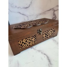 Vintage Decorative Wood Box Rustic Boho Stora...
