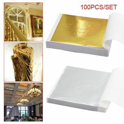 100 x Blattgold 8 x 8,5 cm 24 Karat Gelbgold auf Base zum vergolden Gold leaf