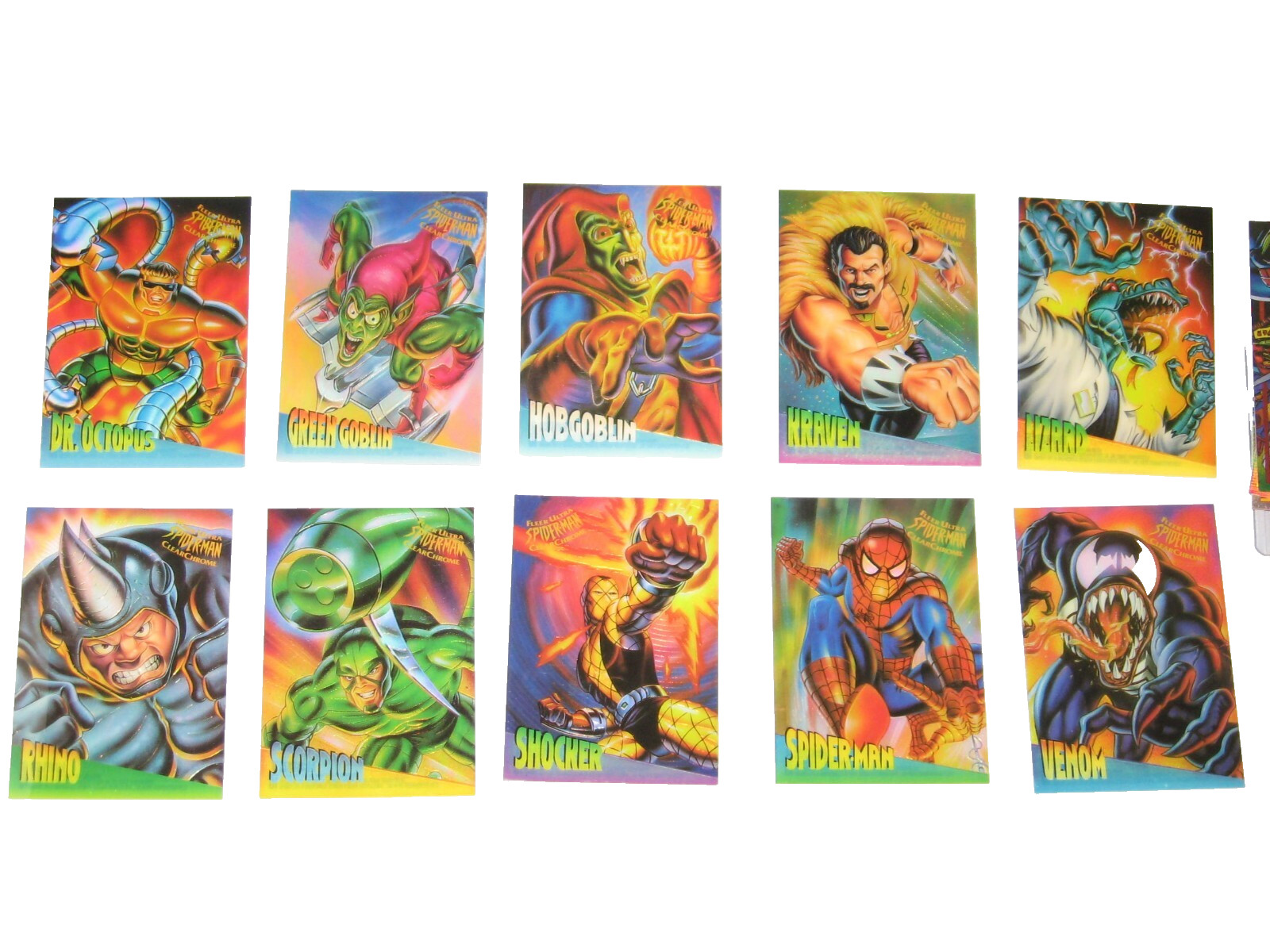 1995 Fleer ULTRA Spider-Man INSERT CLEAR CHROME 10 Card Set VENOM CLEARCHROME