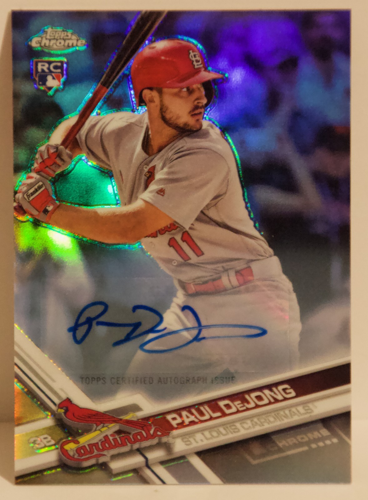 2017 Topps Chrome Update Paul DeJong RC Auto HMT42