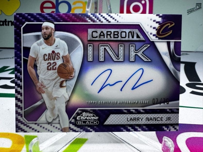 2025-26 Topps Chrome Black Larry Nance Jr. Carbon Ink Purple Refractor AUTO /75