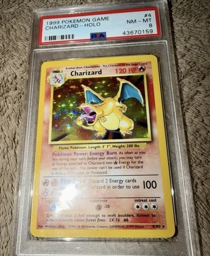 Pokémon TCG Charizard Base Set Holo Rare PSA 8 #4/102 Wizards 1999 English