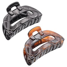 Parcelona French Elite Medium Shell N Black Cellulose Jaw Hair Claw Clamp 2 Pcs