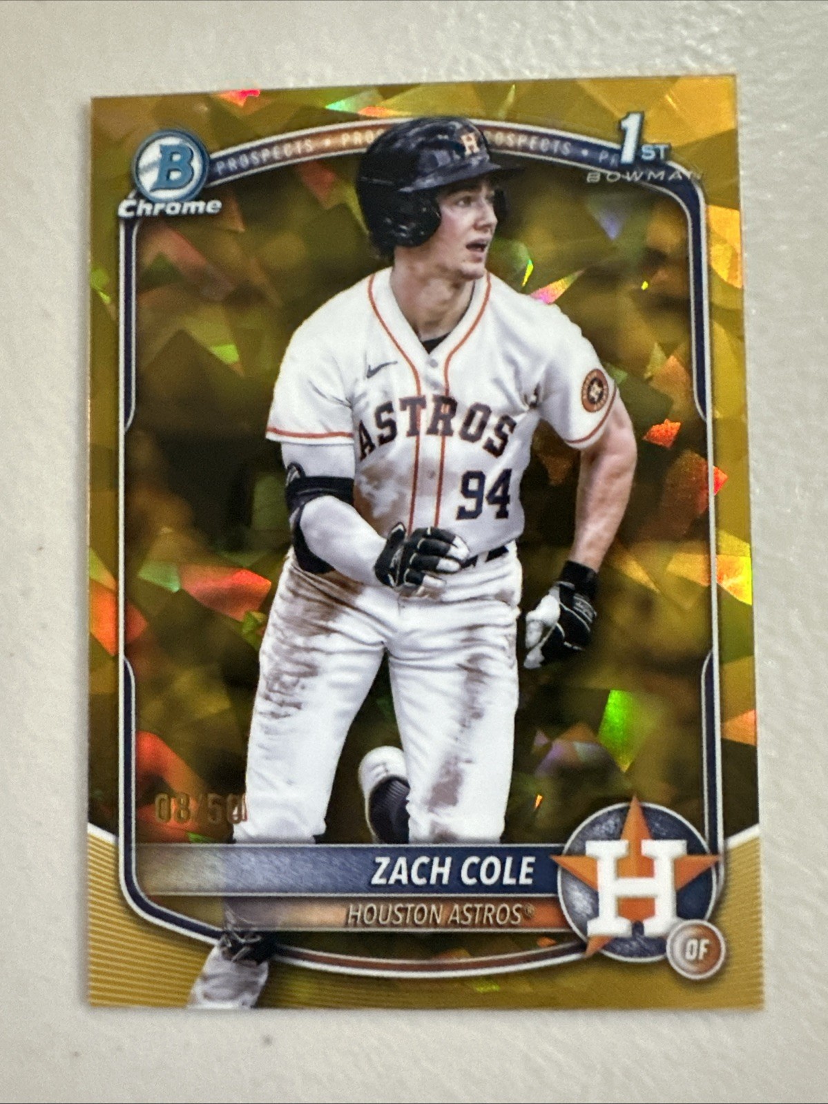2025 Bowman Chrome Sapphire Zach Cole 1st Gold Refractor /50 Astros