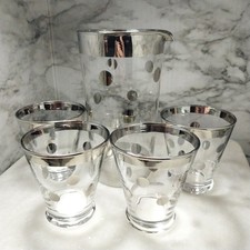 Vintage Fenton Glass Cocktail Pitcher & Set Of 4, 4Ounce Shot Glasses 