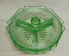 Vintage Depression  Green Uranium Glass Art D...