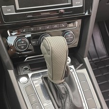 Shift Knob Cover PU Leather Car Stick Shift Knob Rod Dust Cover Waterproof-Gray