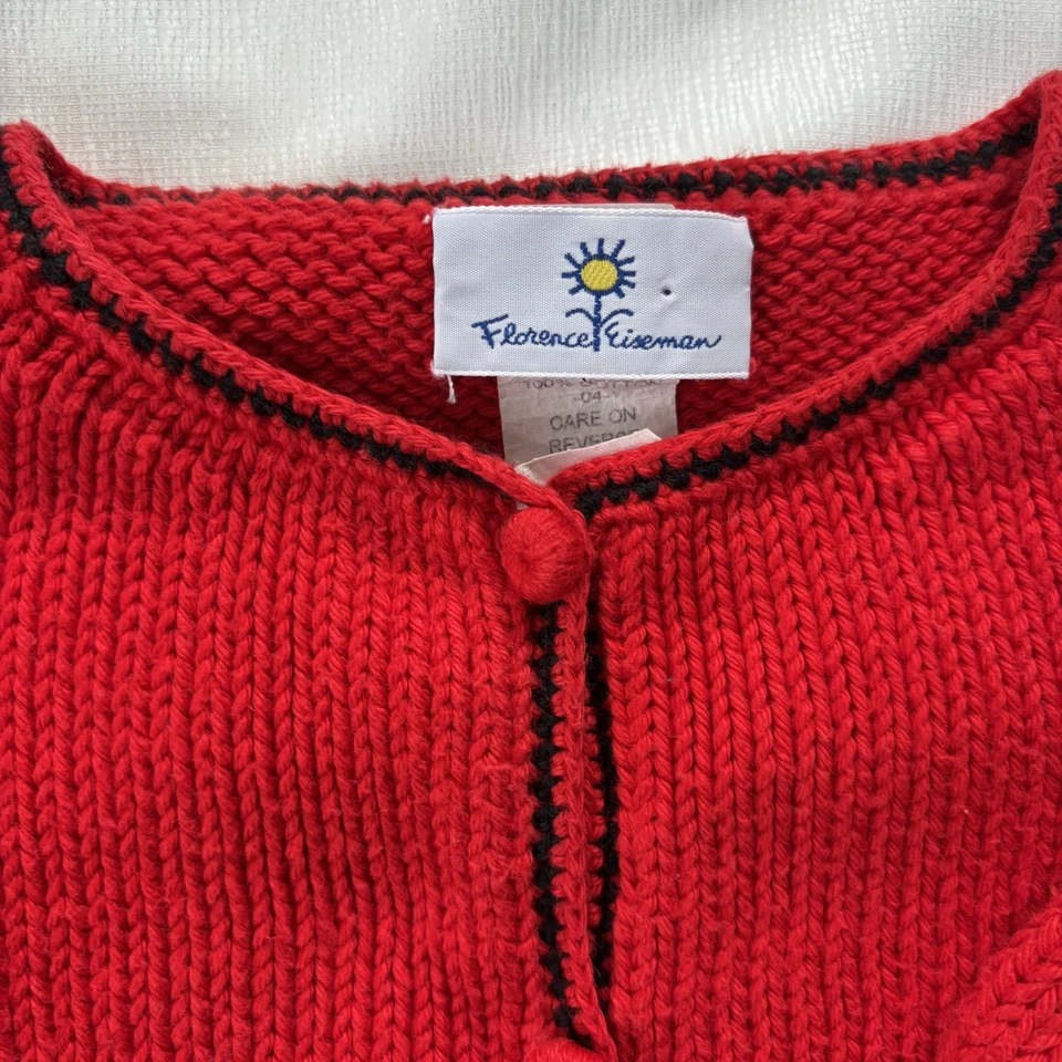 Suéter Florence Eiseman Niñas Talla 4 Cárdigan Rojo De Colección Hecho en Perú Foto 3 de 4
