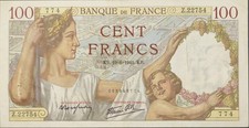 Frankreich Banknote 100 Franc P94a.67 1941 zirkuliert - Top Zustand